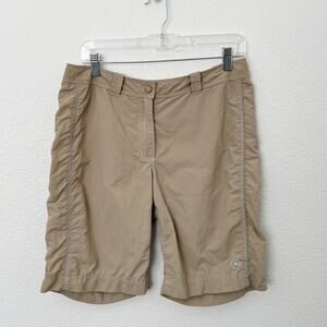 [Marmot] Tan Khaki Nylon Hiking Shorts Mid Rise Outdoor Bermuda Lightweight Sz 8